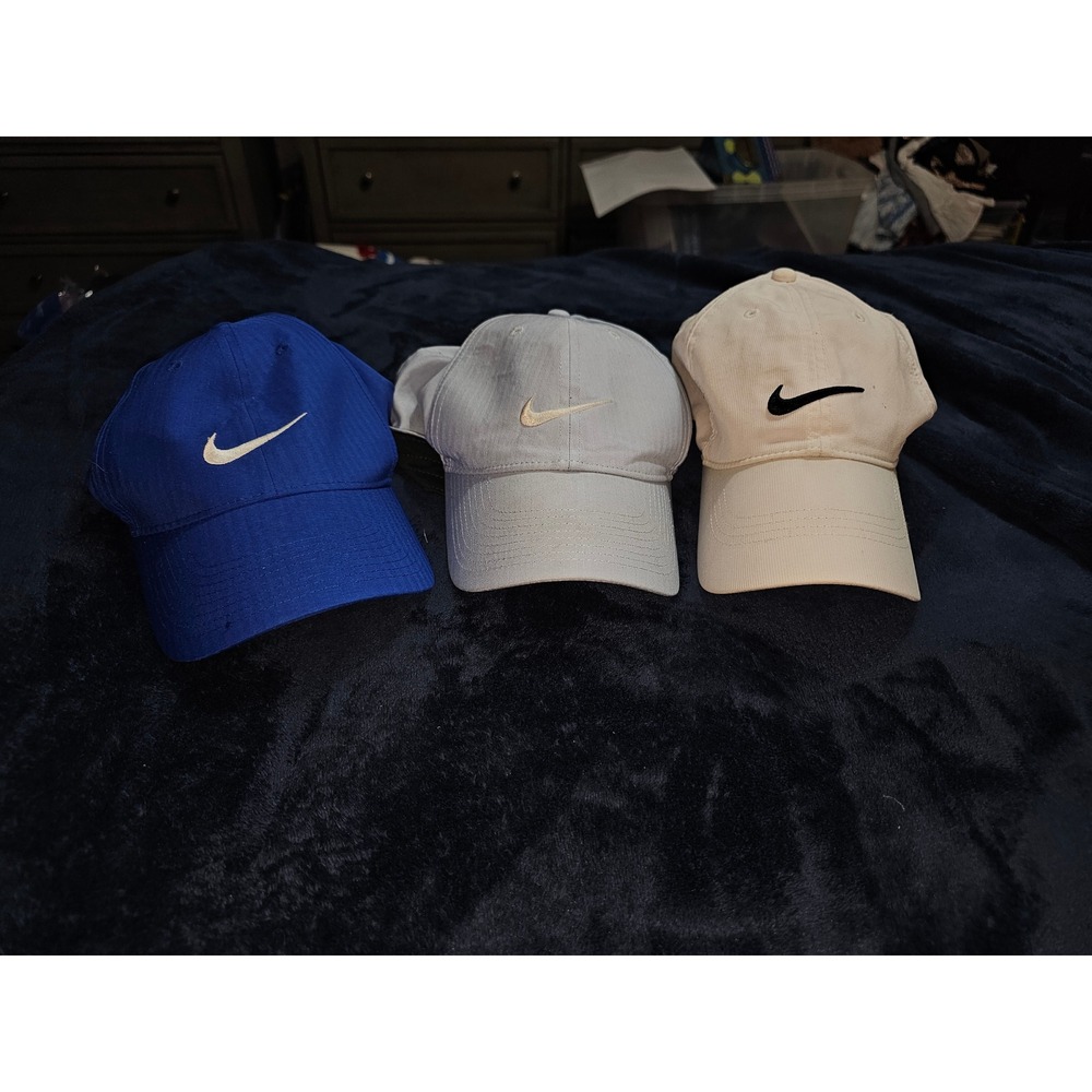 Nike Heritage 86 Adjustable Hat Bundle 3 Pack Blue Grey Cream Swoosh Dad Caps